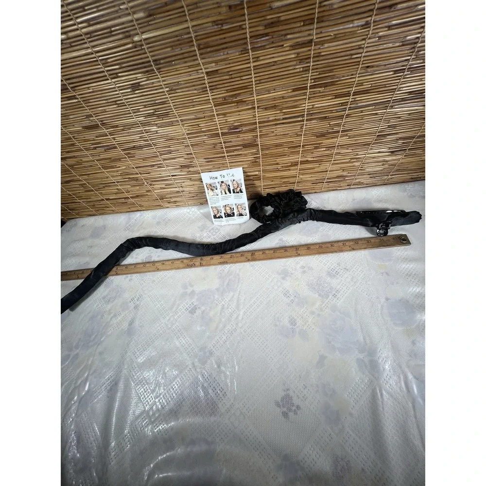 Heatless Black Satin Overnight Curls 4-‎ piece Headband Ribbon Hair Curls Black